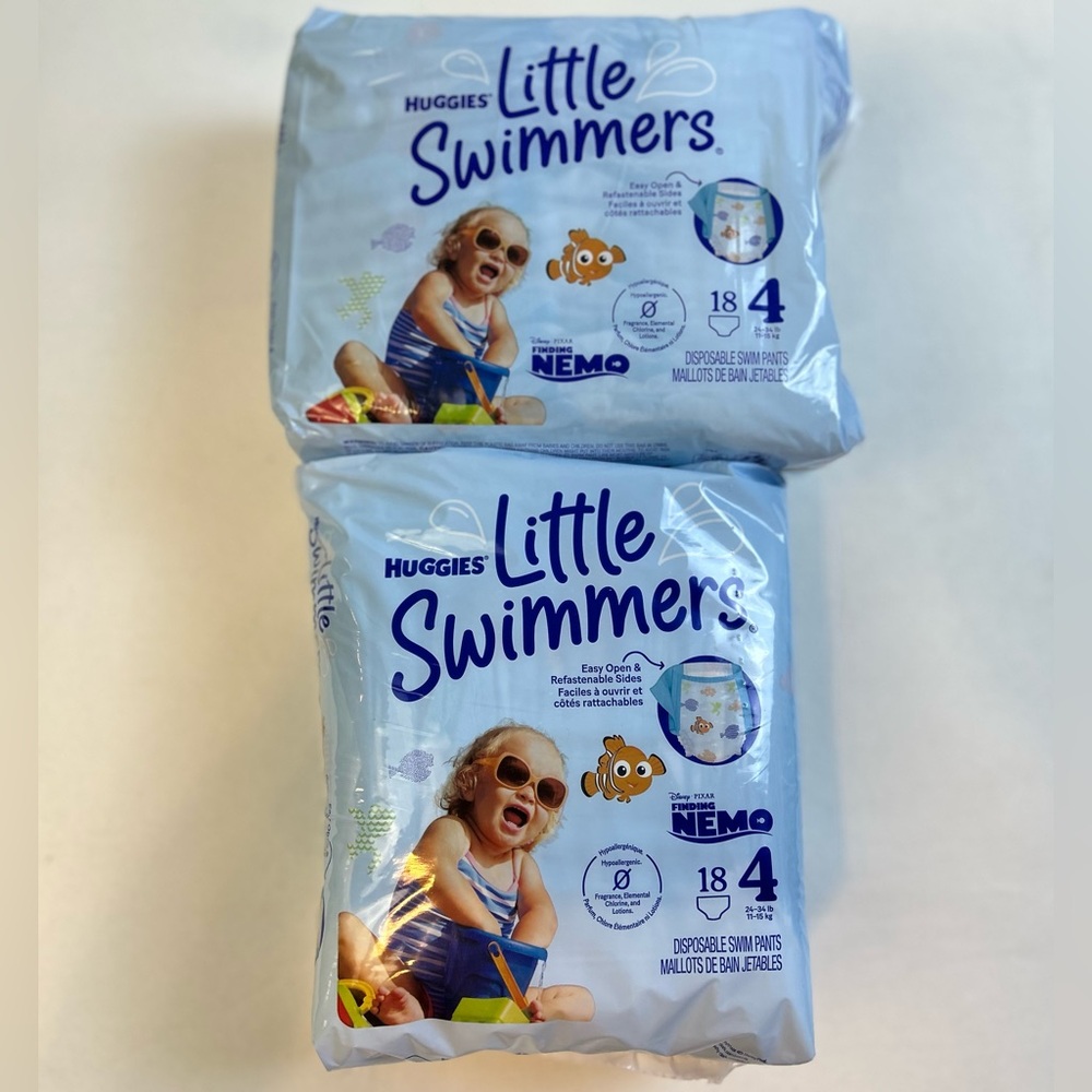 Bundle of 2 New Packs (total 36 diapers) Huggies Little Swimmers / Sz 4